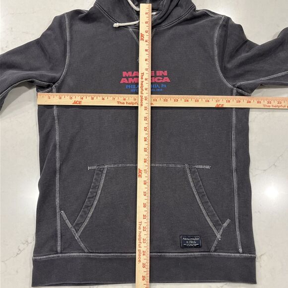 Abercrombie & Fitch X Made In America 2018 Merch Hoodie Sweatshirt USA Gray Sz S - Picture 8 of 12